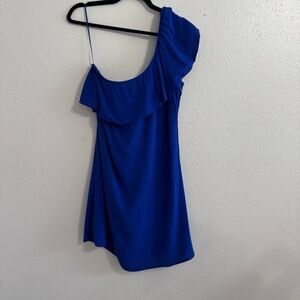 ASTR The Label Blue One Shoulder Ruffle Mini Dress Size M